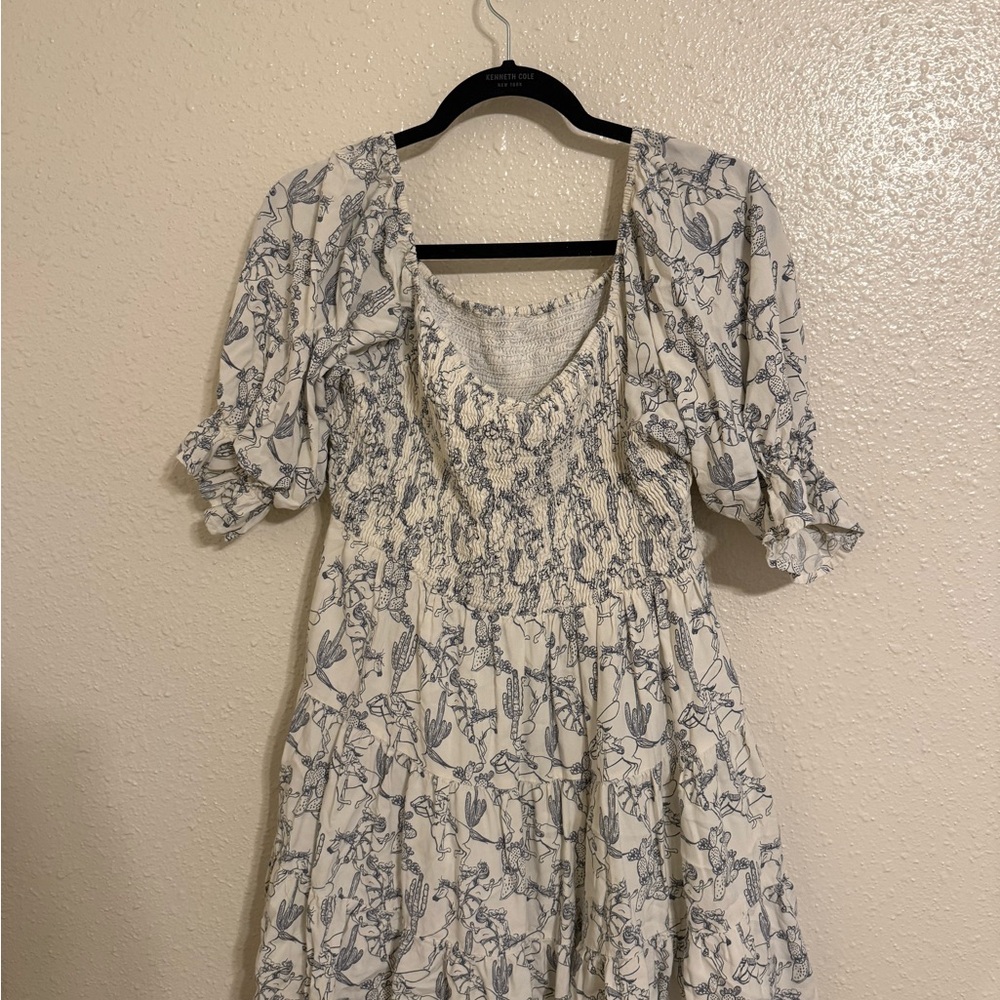 Floral Print Dress with Puff Sleeves